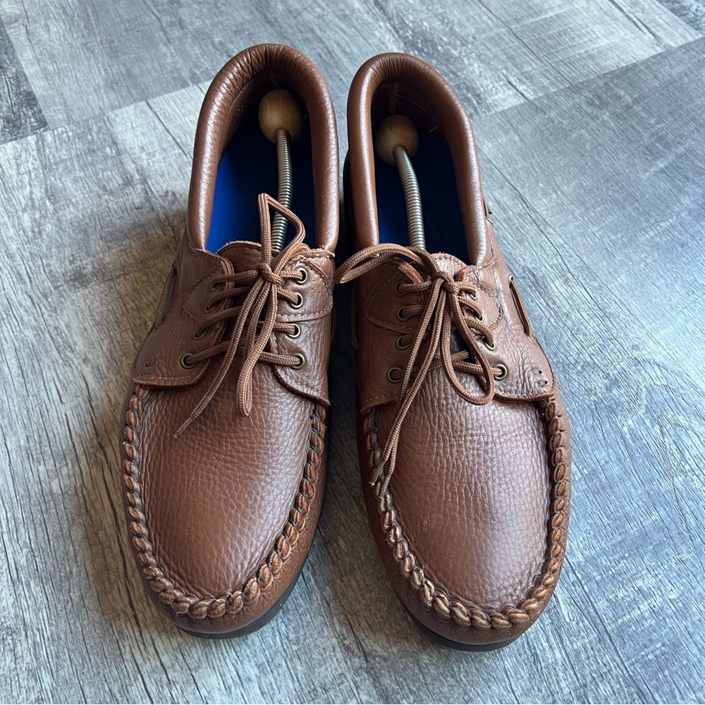 Footskins USA Brown Leather Lace-Up Shoes Cushion Insoles Size 14 Made USA